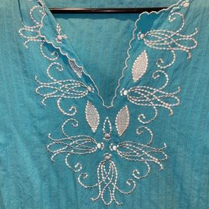 Beautiful blue Mexican bordado blouse